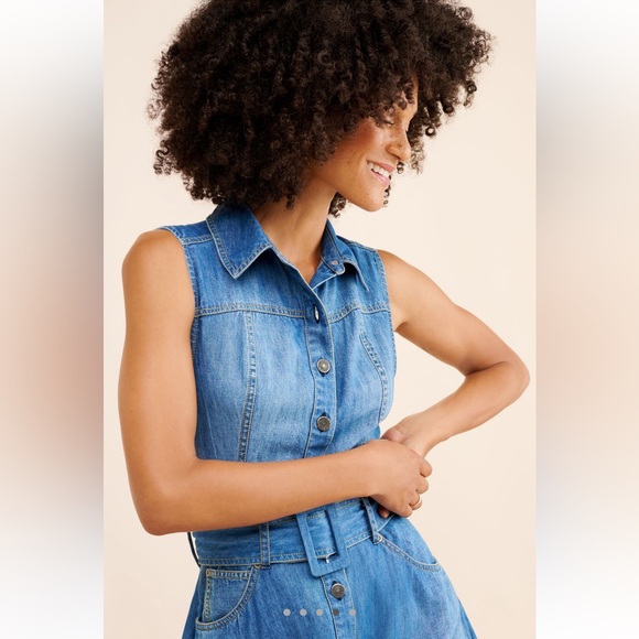 Women's Free People Beau Midi Blue Denim Dress Sizes S & M - Picture 4 of 4